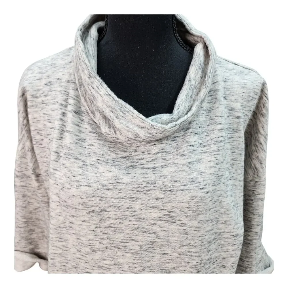 Pure Jill Sweatshirt MEDIUM Light Gray Cowl Neck Cotton Soft Touch Pockets - Picture 3 of 15